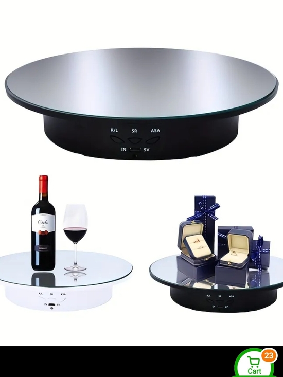 Intelligent Design Other - Rotating MIRRORED  Display Turntable - Silver Top, Black Base